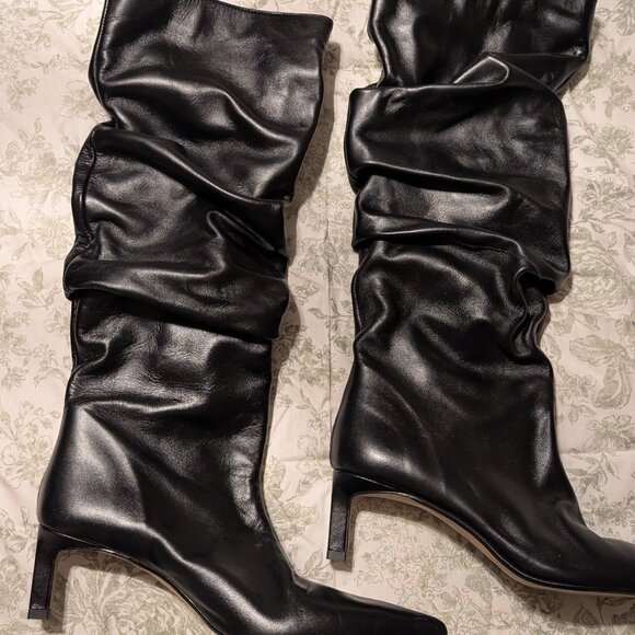 Women's Zara black leather boots size 9 / 40 - Picture 1 of 4